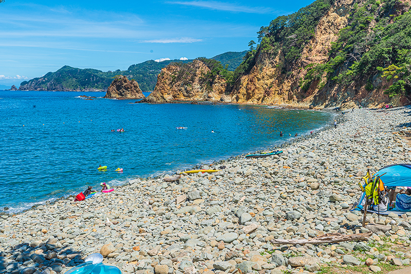 黄金崎の海水浴場